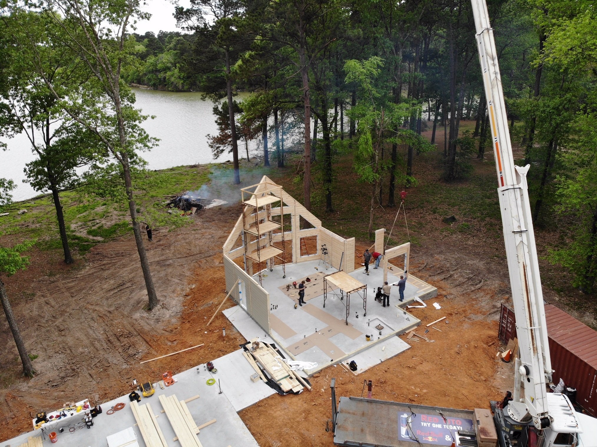 Timber Block lakefront wall raising 