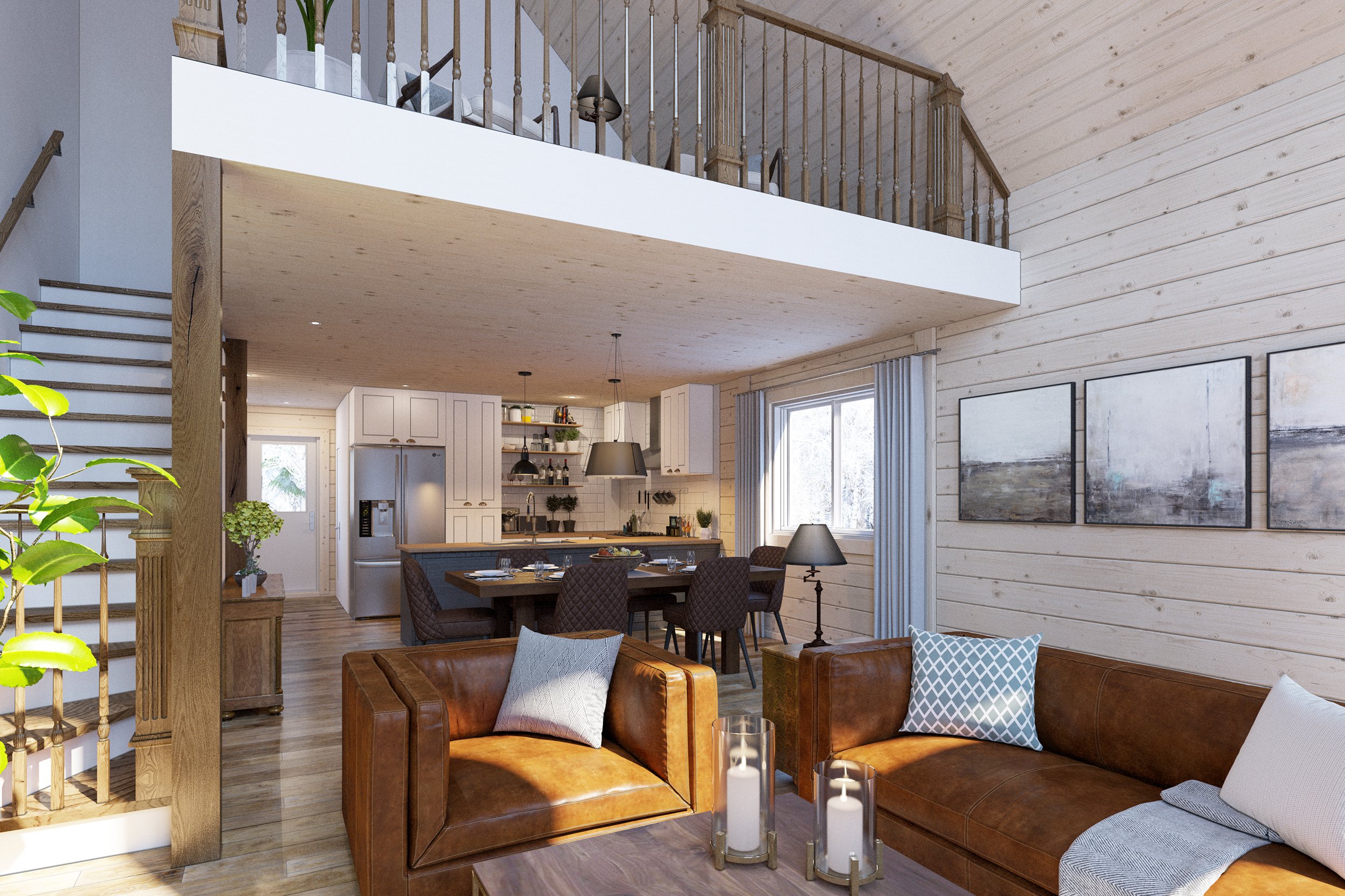 Timber Block living room kitchen Colorado 