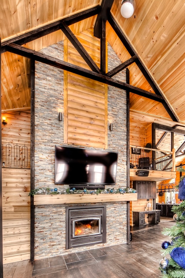 Timber Block Fireplace Design Home