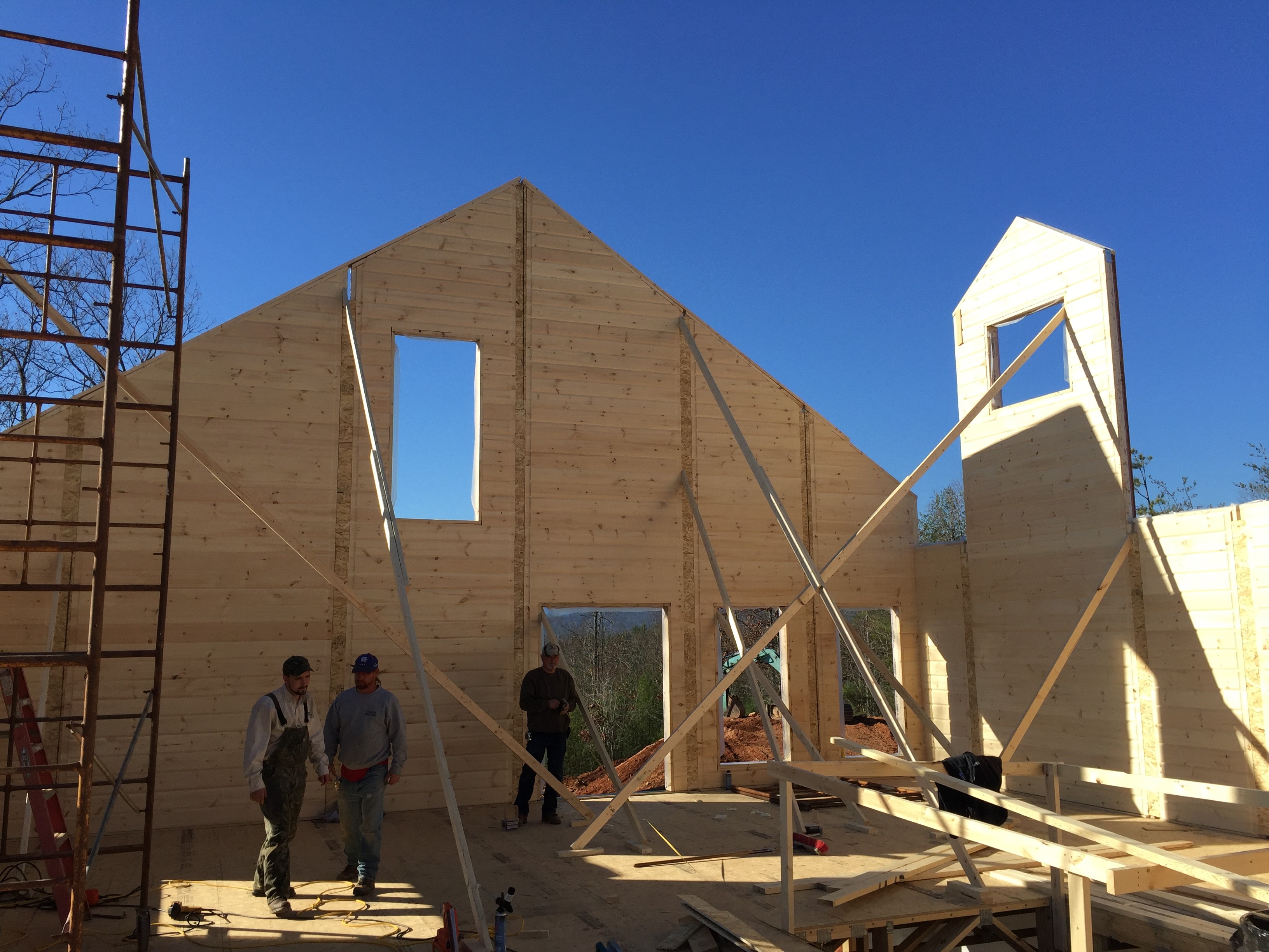 Timber Block wall raising construction