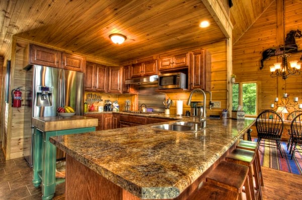 Timber Block island kitchen