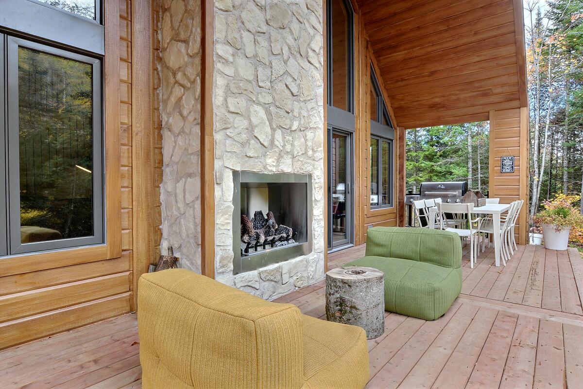 Timber Block indoor outdoor fireplace