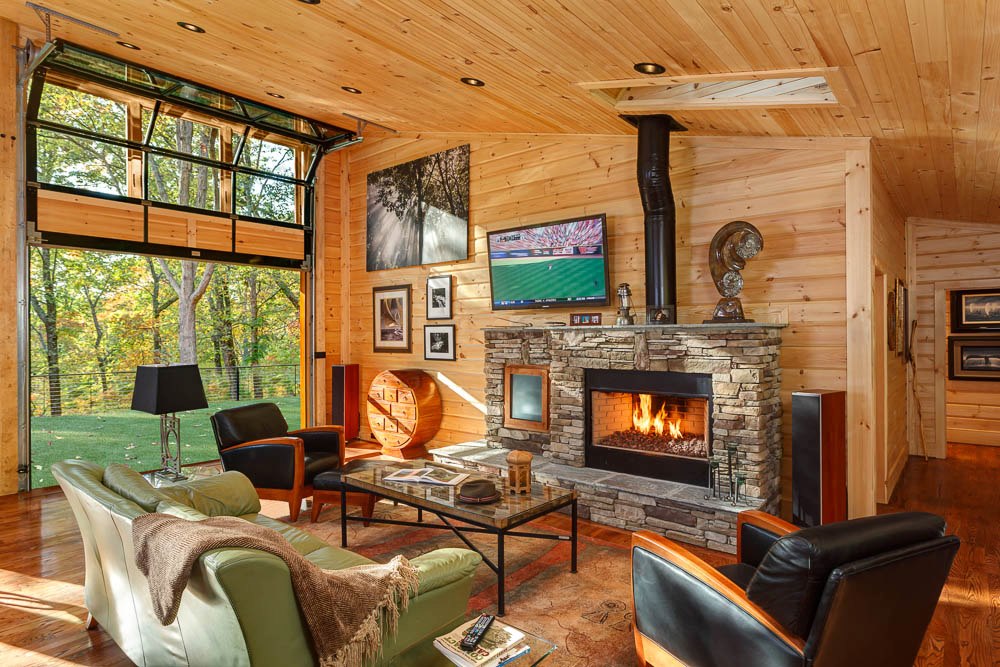 Timber Block homes modern fireplace