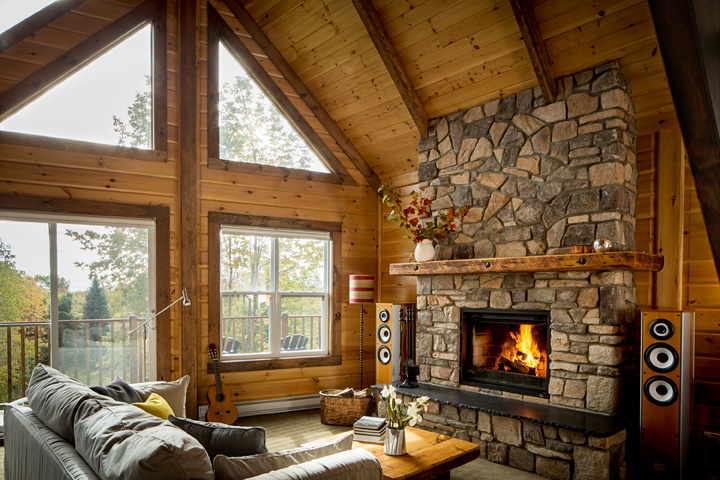 Timber Block interior fireplace 